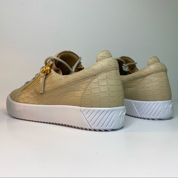 GIUSEPPE ZANOTTI Beige Low Top Crocodile Sneakers - Picture 13 of 16